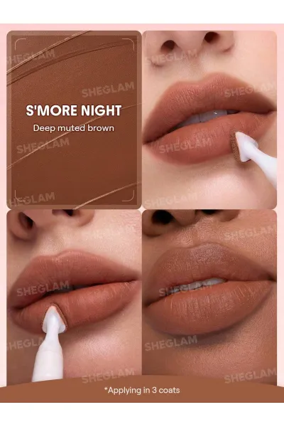  تصویر 2 : Sheglam شیگلم  پاف لیپ مات مخملی رنگ 524 S'more Night  