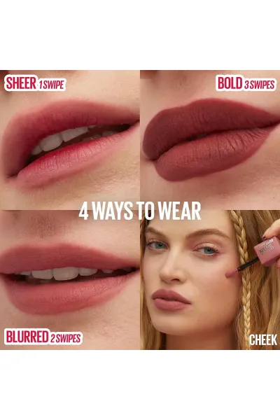  تصویر 3 : Maybelline New York میبلین نیویورک  تینت لب مات مخملی 12 ساعته مدل Teddy Lip Tint رنگ BABY TEE  