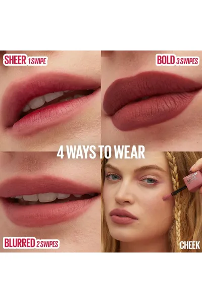  تصویر 3 : Maybelline New York میبلین نیویورک  تینت لب مات مخملی 12 ساعته مدل Teddy Lip Tint رنگ COQUETTISH  