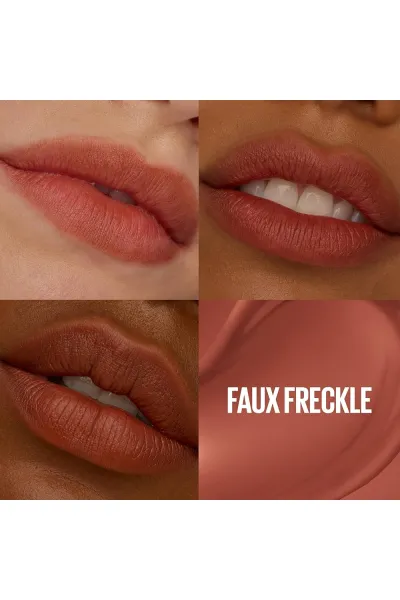  تصویر 1 : تینت لب مات مخملی 12 ساعته مدل Teddy Lip Tint رنگ FAUX FRECKLE میبلین نیویورک Maybelline New York 
