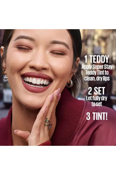  تصویر 6 : Maybelline New York میبلین نیویورک  تینت لب مات مخملی 12 ساعته مدل Teddy Lip Tint رنگ KNEEHIGH  