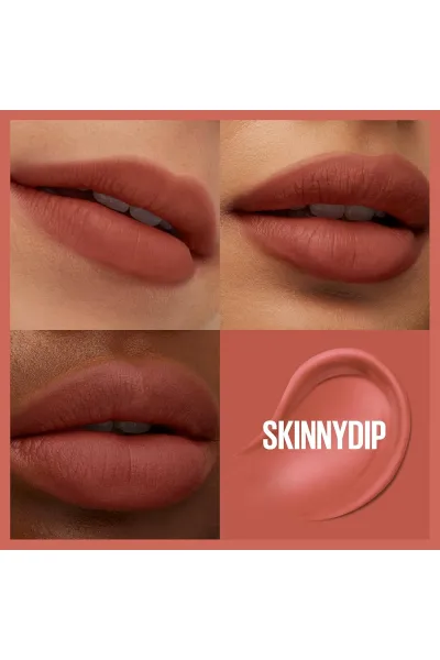  تصویر 1 : Maybelline New York میبلین نیویورک  تینت لب مات مخملی 12 ساعته مدل Teddy Lip Tint رنگ SKINNY DIP  
