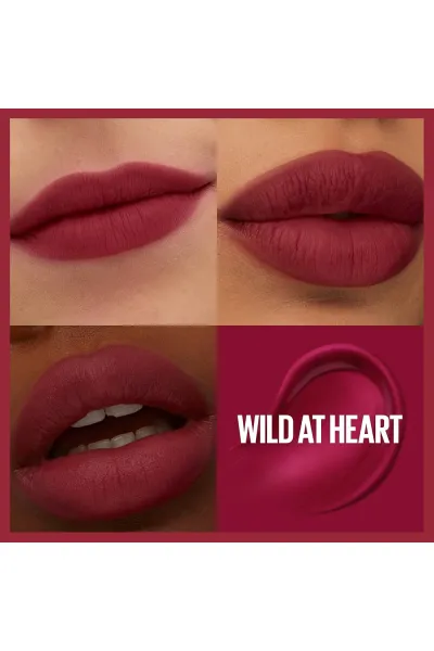  تصویر 1 : تینت لب مات مخملی 12 ساعته مدل Teddy Lip Tint رنگ WILD AT HEART میبلین نیویورک Maybelline New York 