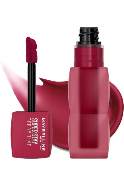  تصویر 7 : تینت لب مات مخملی 12 ساعته مدل Teddy Lip Tint رنگ WILD AT HEART میبلین نیویورک Maybelline New York 