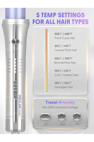  تصویر 10 : فر مو سایز ۲۵ اتوماتیک شیگلم با جریان هوای خنک مدل Airflow Styler Pro شیگلم Sheglam 