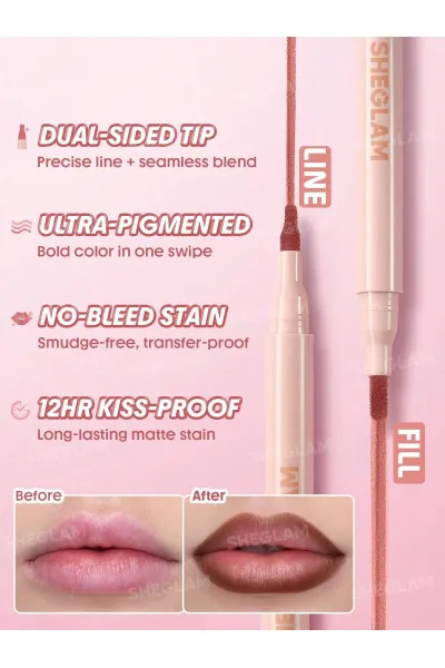  تصویر 3 : Sheglam شیگلم  مداد لب مایع و تینت لب شیگلم مدل True Stain Liquid Lip Liner رنگ 008 Deep Caramel  
