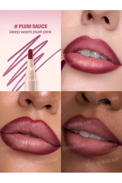  تصویر 1 : Sheglam شیگلم  مداد لب مایع و تینت لب شیگلم مدل True Stain Liquid Lip Liner رنگ 112 Plum Sauce  