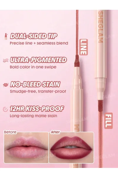  تصویر 3 : Sheglam شیگلم  مداد لب مایع و تینت لب شیگلم مدل True Stain Liquid Lip Liner رنگ 112 Plum Sauce  
