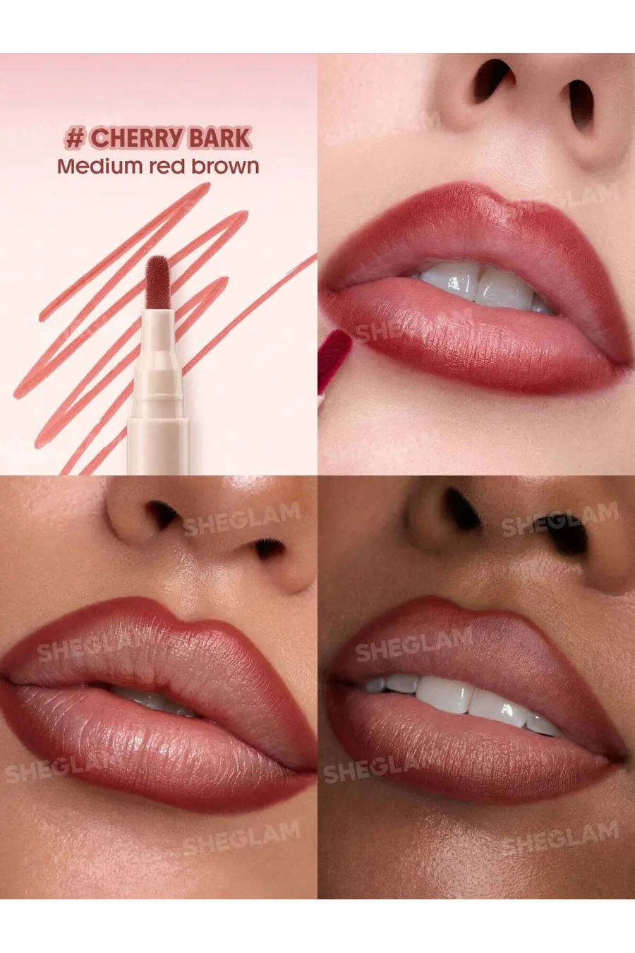 معرفی مداد لب مایع و تینت لب شیگلم مدل True Stain Liquid Lip Liner رنگ 309 Cherry Bark شیگلم Sheglam