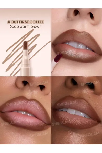  تصویر 1 : Sheglam شیگلم  مداد لب مایع و تینت لب شیگلم مدل True Stain Liquid Lip Liner رنگ 505 But First Coffee  