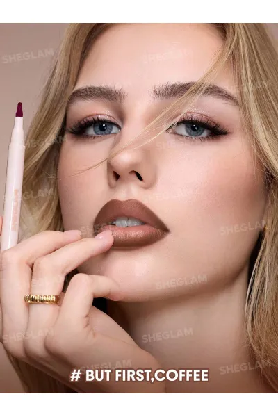  تصویر 2 : Sheglam شیگلم  مداد لب مایع و تینت لب شیگلم مدل True Stain Liquid Lip Liner رنگ 505 But First Coffee  