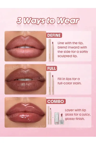 تصویر 4 : Sheglam شیگلم  مداد لب مایع و تینت لب شیگلم مدل True Stain Liquid Lip Liner رنگ 509 Chocoholic  