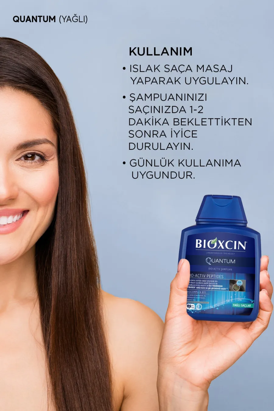 نحوه استفاده از شامپو کوانتوم ضد ریزش موهای چرب بیوکسین BIOXCIN برای شست‌وشوی صحیح مو