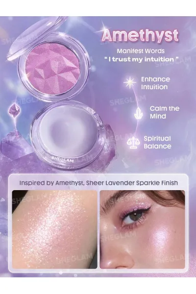  تصویر 2 : Sheglam شیگلم  رژگونه و هایلایتر دوکاره کریستال اینتنشنز رنگ آمیتیست  
