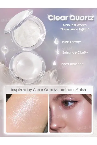  تصویر 2 : Sheglam شیگلم  رژگونه و هایلایتر دوکاره کریستال اینتنشنز رنگ Clear Quartz  