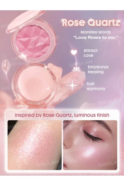  تصویر 2 : Sheglam شیگلم  رژگونه و هایلایتر دوکاره کریستال اینتنشنز رنگ Rose Quartz  