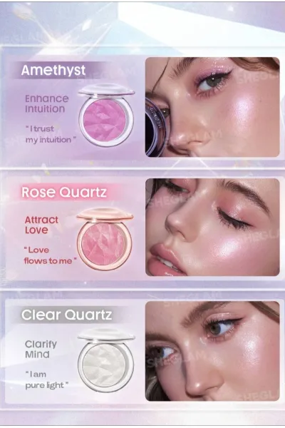  تصویر 4 : Sheglam شیگلم  رژگونه و هایلایتر دوکاره کریستال اینتنشنز رنگ Rose Quartz  