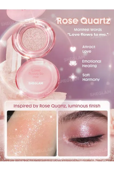  تصویر 2 : Sheglam شیگلم  سایه چشم اکلیلی درخشان کریستال اینتنشنز رنگ  Rose Quartz  