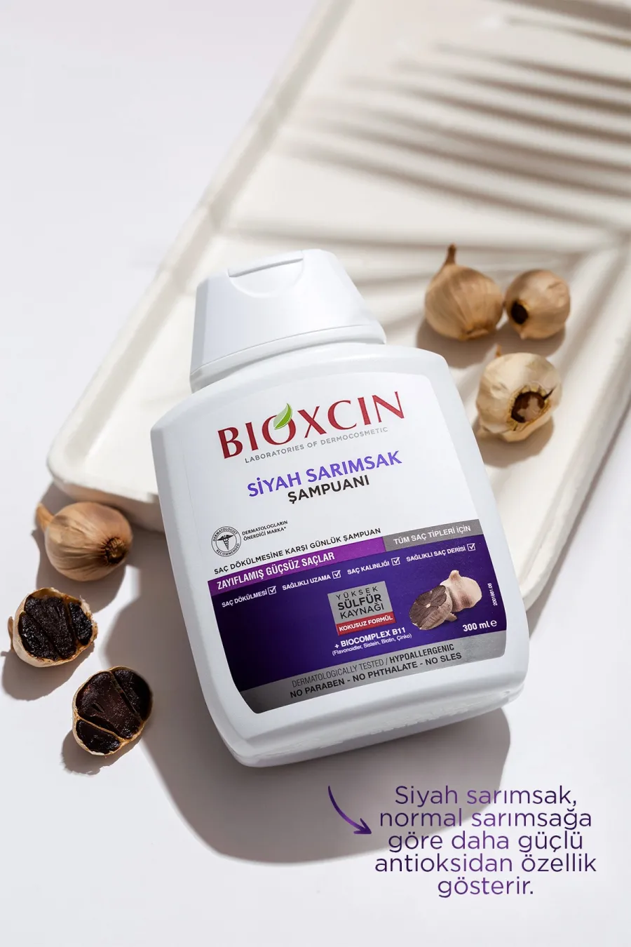 قدرت سیر سیاه در فرمولی ملایم و هوشمند شامپو بدون سولفات سیر سیاه ضد ریزش مو بیوکسین BIOXCIN