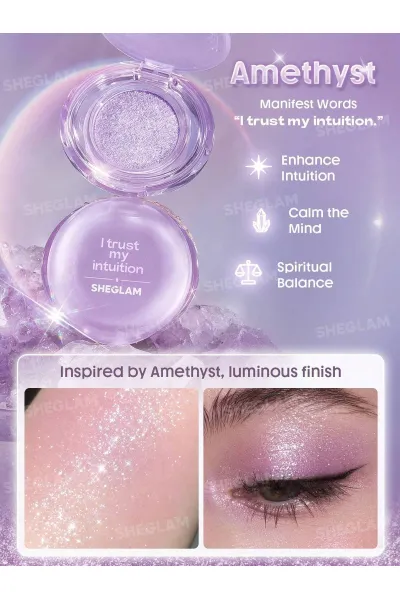  تصویر 3 : سایه چشم اکلیلی درخشان کریستال اینتنشنز رنگ Amethyst شیگلم Sheglam 