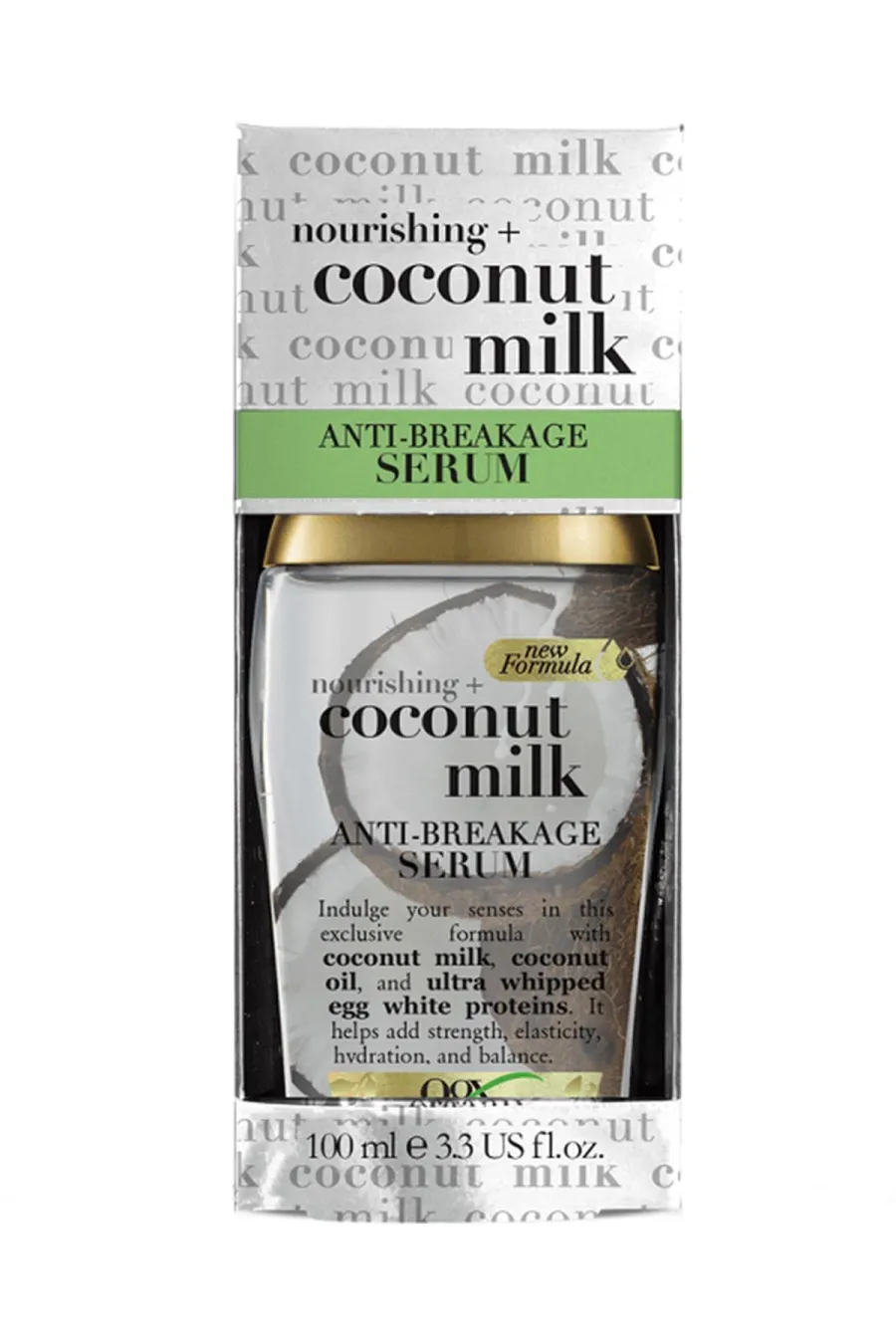 معرفی روغن شیر نارگیل ضد شکنندگی مو Coconut Milk او جی ایکس Ogx در بسته‌بندی اصلی
