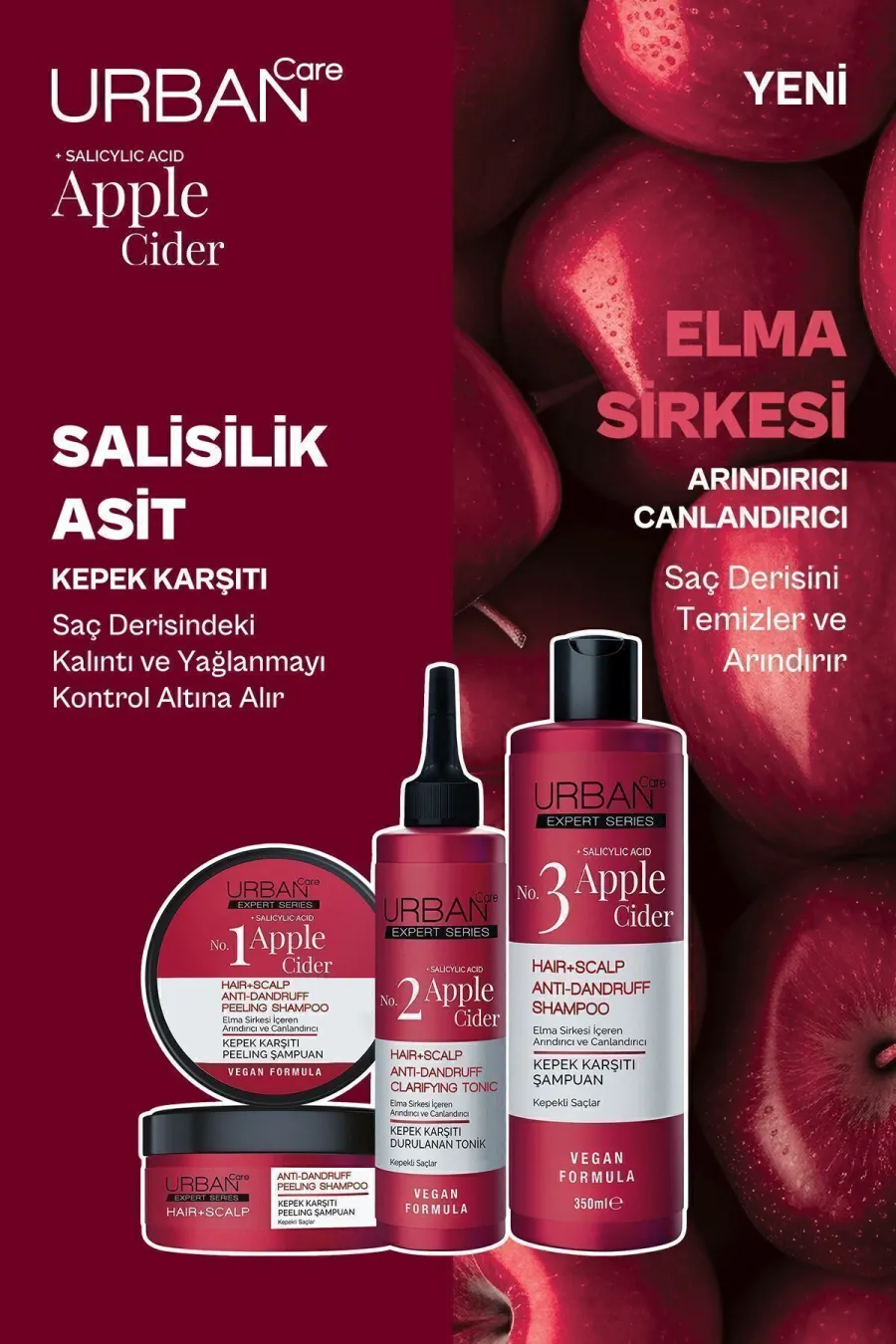 ویژگی‌های کلیدی شامپو ضد شوره و کنترل چربی سر سرکه سیب اوربان کر Urban Care
