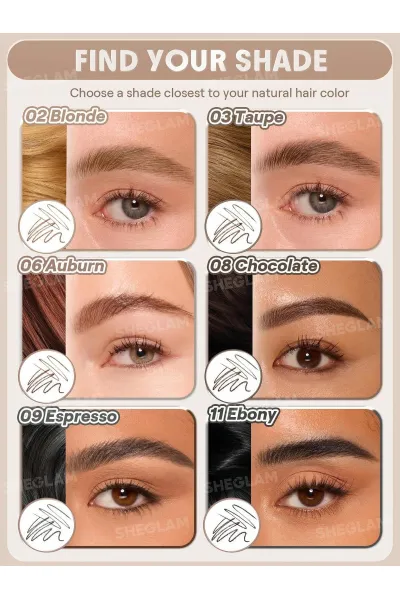  تصویر 4 : Sheglam شیگلم  مداد ابرو دو سر Brows On Demand رنگ 11 Ebony  