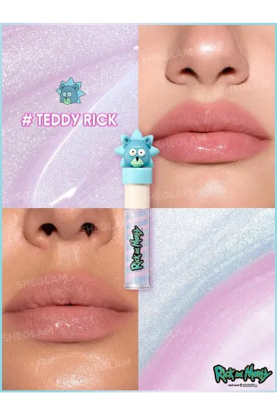  تصویر 1 : برق لب رنگی و براق کننده Multiverse Swirl کالکشن ریک اند مورتی رنگ Teddy Rick شیگلم Sheglam 