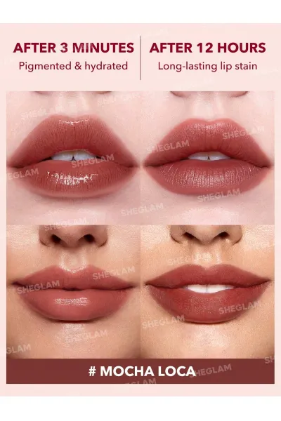  تصویر 1 : Sheglam شیگلم  تینت لب آبرسان و ماندگار رنگ Mocha Loca  