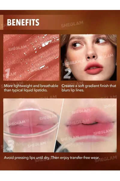  تصویر 4 : Sheglam شیگلم  رژ لب بلور مات مخملی و سبک رنگ Another Round  