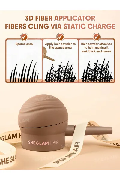  تصویر 2 : Sheglam شیگلم  اسپری فیبر مو سه بعدی پوشاننده ریشه و کم‌پشتی مو رنگ قهوه‌ای زیتونی Khaki  