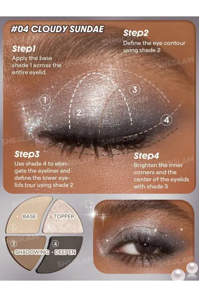  تصویر 2 : Sheglam شیگلم  پالت سایه چشم مینی دی دریمر رنگ Cloudy Sundae  