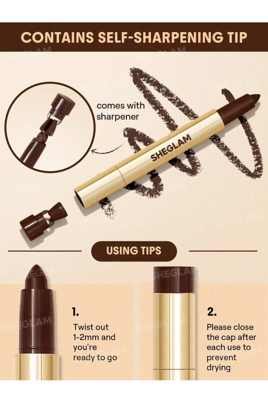 مداد چشم کرمی رنگ قهوهای شیگلم Sheglam | Sheglam Cream Brown Eyeliner Pencil مداد چشم کرمی رنگ قهوهای شیگلم Sheglam | Sheglam Cream Brown Eyeliner Pencil