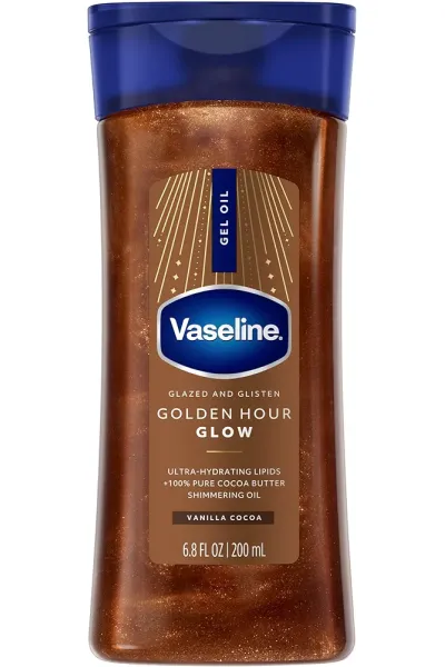 ژل روغن بدن شاین‌دار و آبرسان گلدن آور با کره کاکائو وازلین Vaseline