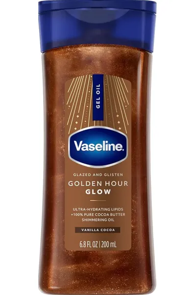 خرید ژل روغن بدن شاین‌دار و آبرسان گلدن آور با کره کاکائو وازلین Vaseline