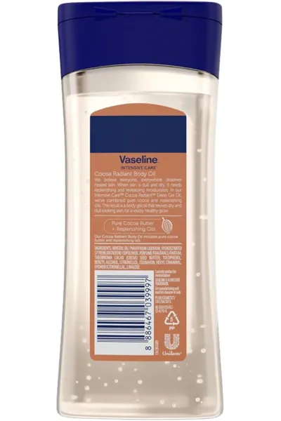  تصویر 1 : ژل روغن بدن آبرسان و درخشان کننده کاکائو رادیانت وازلین Vaseline 