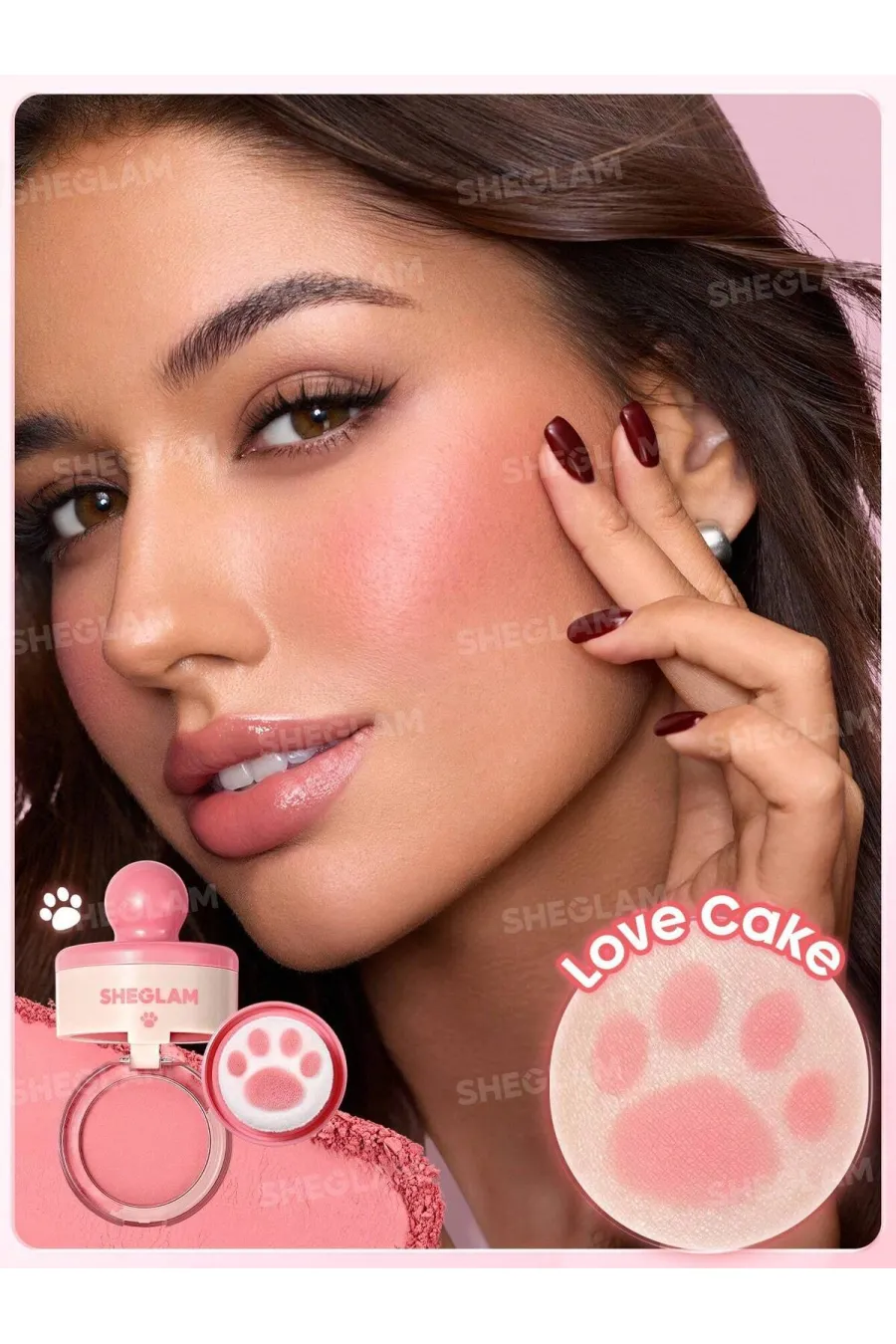 مزایای رژگونه استامپی طرح پنجه گربه رنگ Love Cake شیگلم Sheglam