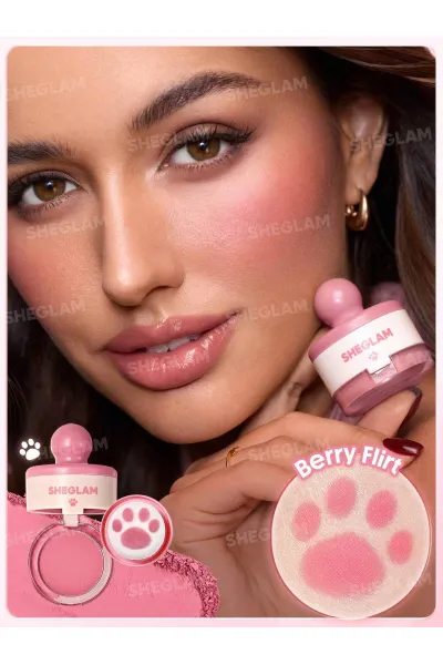  تصویر 8 : رژگونه استامپی طرح پنجه گربه رنگ Berry Flirt شیگلم Sheglam 
