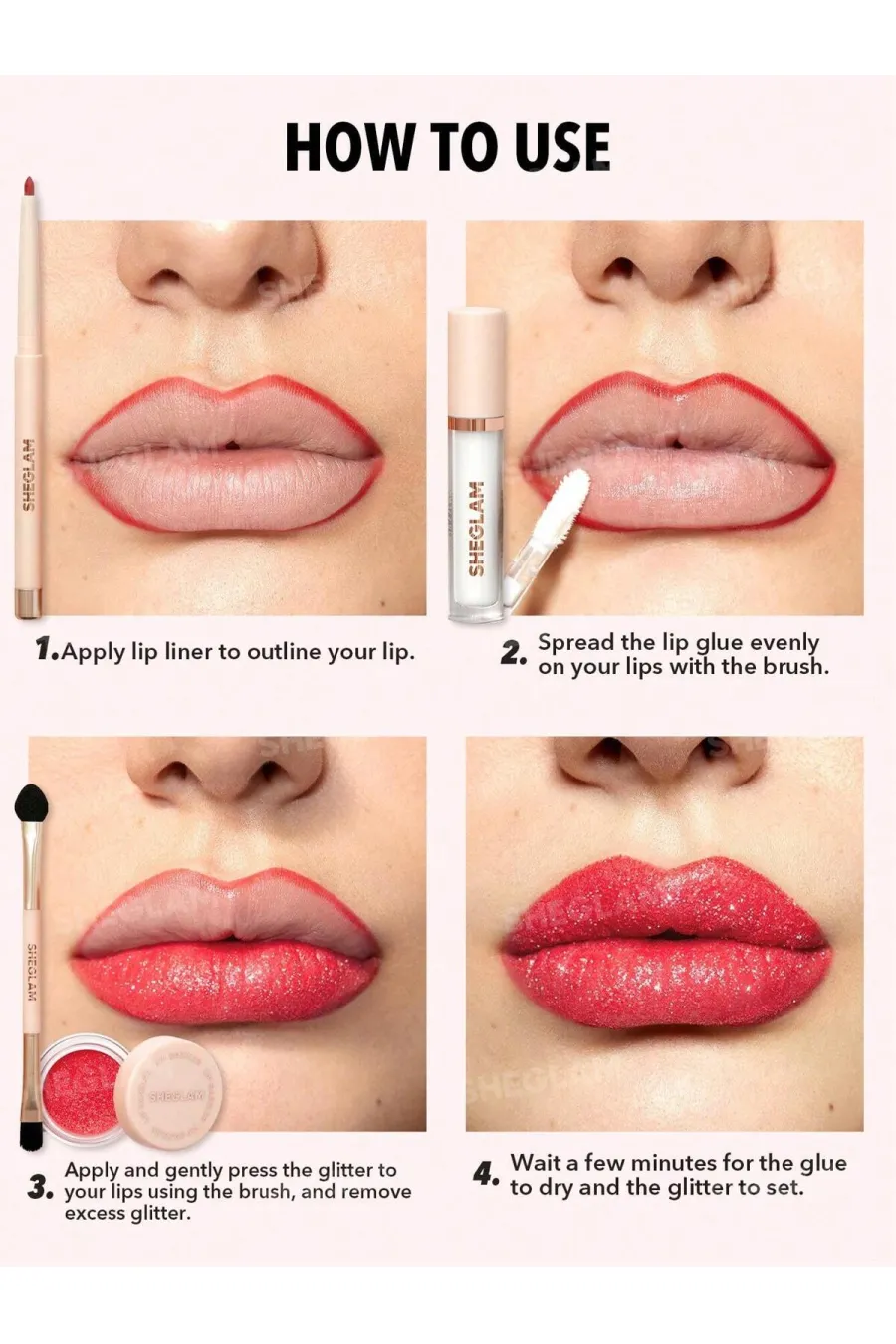 روش استفاده از کیت برق لب اکلیلی شیگلم مدل Lip Dazzler Glitter Kit رنگ Center Stage شیگلم Sheglam روش استفاده از کیت برق لب اکلیلی شیگلم مدل Lip Dazzler Glitter Kit رنگ Center Stage شیگلم Sheglam