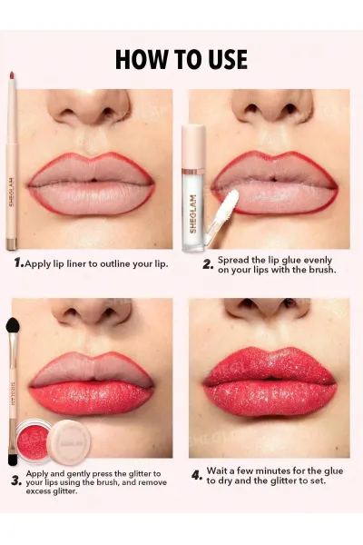  تصویر 5 : کیت برق لب اکلیلی شیگلم مدل Lip Dazzler Glitter Kit رنگ Center Stage شیگلم Sheglam 