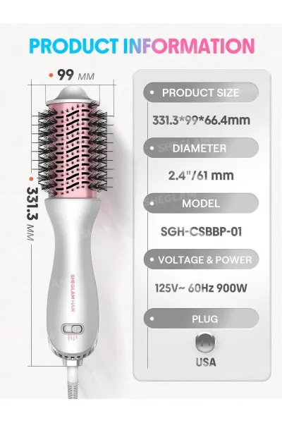  تصویر 12 : برس سشوار حرارتی حرفه‌ای سایز 61mm شیگلم Sheglam 