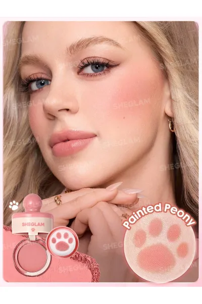  تصویر 2 : رژگونه استامپی طرح پنجه گربه رنگ Painted Peony شیگلم Sheglam 
