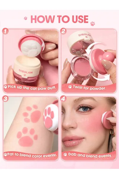  تصویر 5 : رژگونه استامپی طرح پنجه گربه رنگ Painted Peony شیگلم Sheglam 