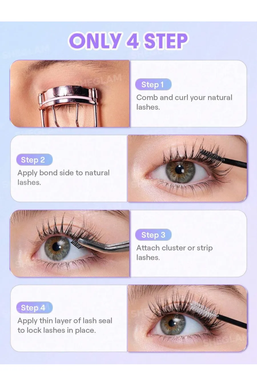 روش استفاده از چسب و تثبیت کننده مژه مصنوعی شیگلم Sheglam