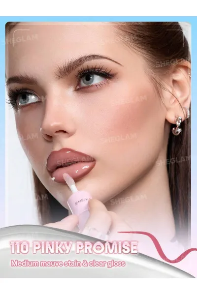  تصویر 9 : تینت لب پیل‌آف و برق لب دو سر رنگ Pinky Promise شیگلم Sheglam 