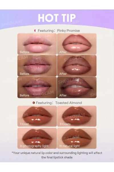  تصویر 11 : تینت لب پیل‌آف و برق لب دو سر رنگ Pinky Promise شیگلم Sheglam 