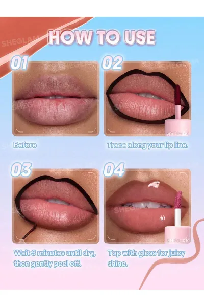  تصویر 4 : تینت لب پیل‌آف و برق لب دو سر رنگ Mocha Cream شیگلم Sheglam 