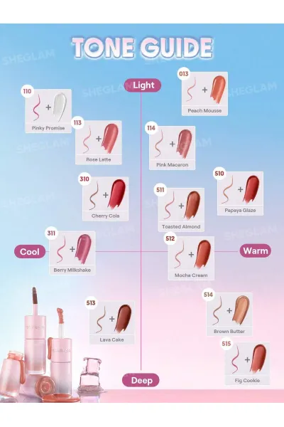  تصویر 6 : تینت لب پیل‌آف و برق لب دو سر رنگ Mocha Cream شیگلم Sheglam 