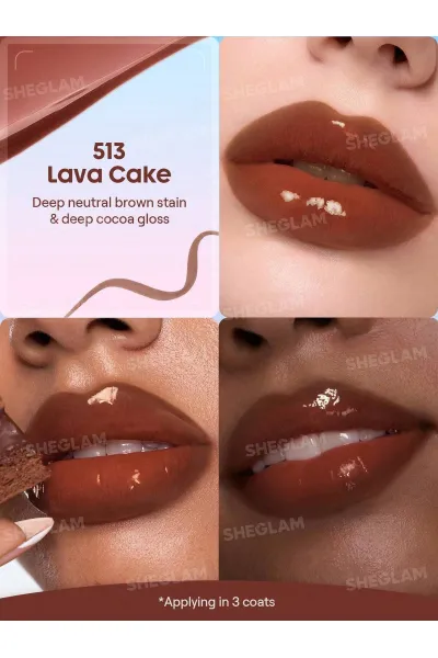  تصویر 1 : تینت لب پیل‌آف و برق لب دو سر رنگ Lava Cake شیگلم Sheglam 