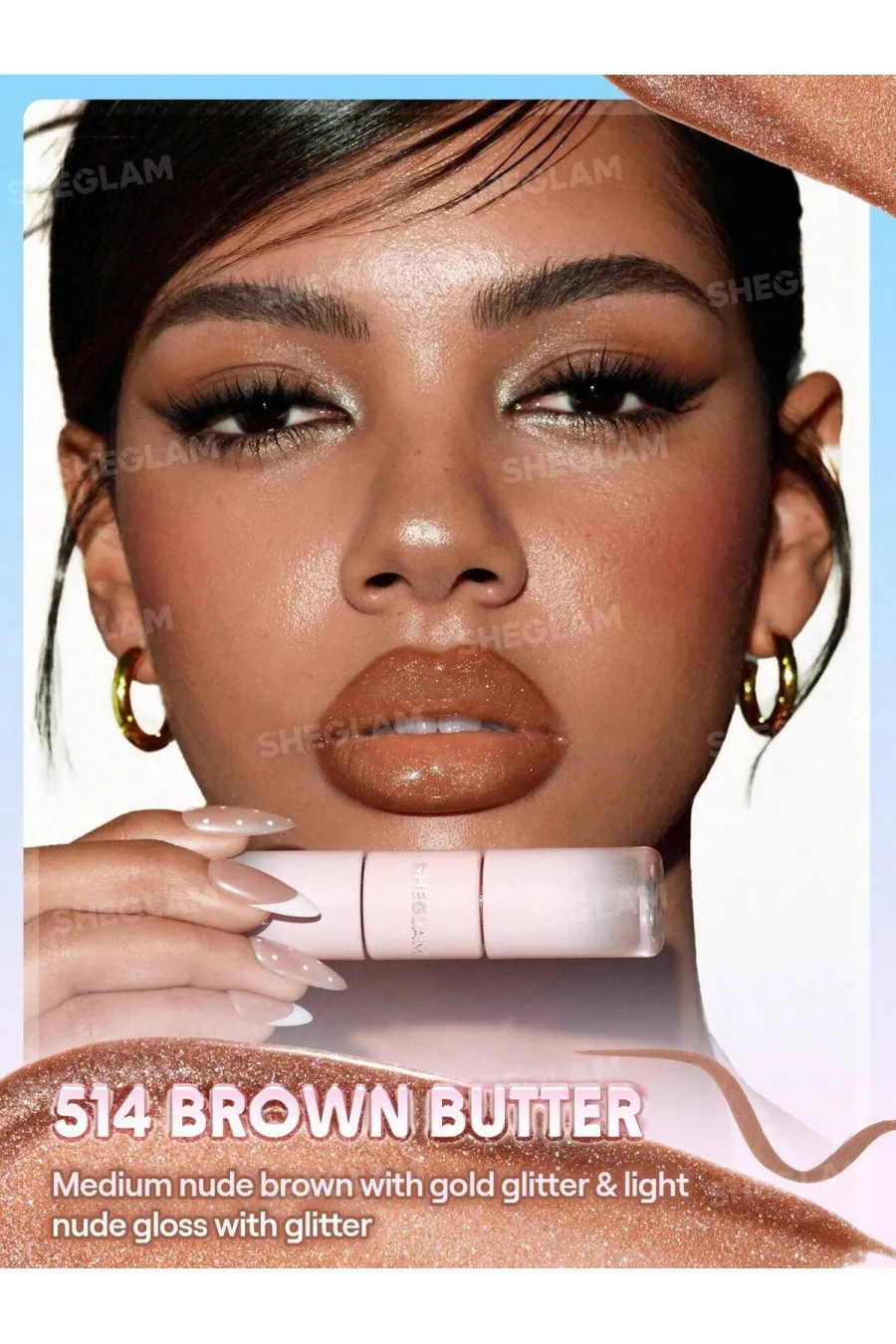 جلوه و مزایای تینت لب پیل‌آف و برق لب دو سر رنگ Brown Butter شیگلم Sheglam